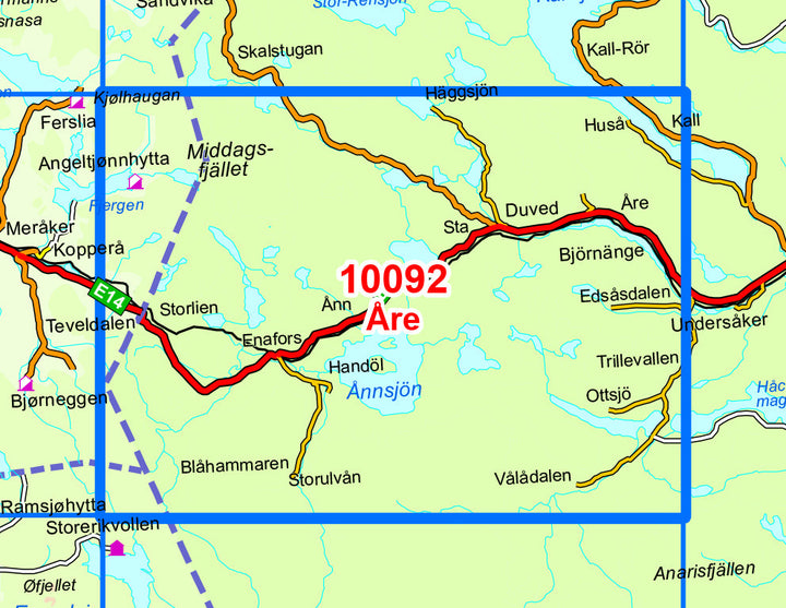 Carte de randonnée n° 10092 - Are (Norvège) | Nordeca - Norge-serien carte pliée Nordeca 