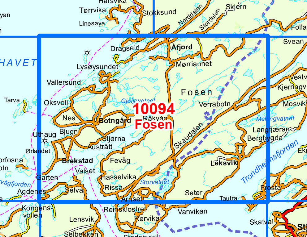 Carte de randonnée n° 10094 - Fosen (Norvège) | Nordeca - Norge-serien carte pliée Nordeca 