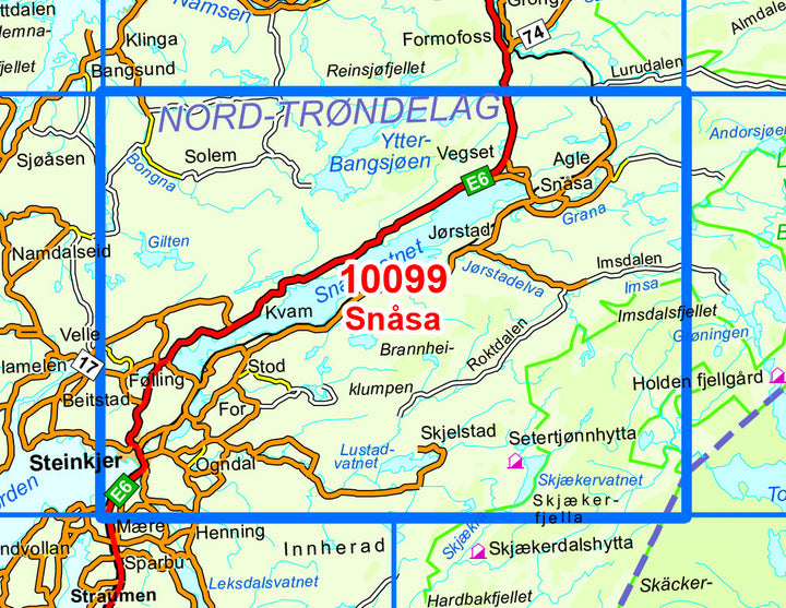 Carte de randonnée n° 10099 - Snasa (Norvège) | Nordeca - Norge-serien carte pliée Nordeca 