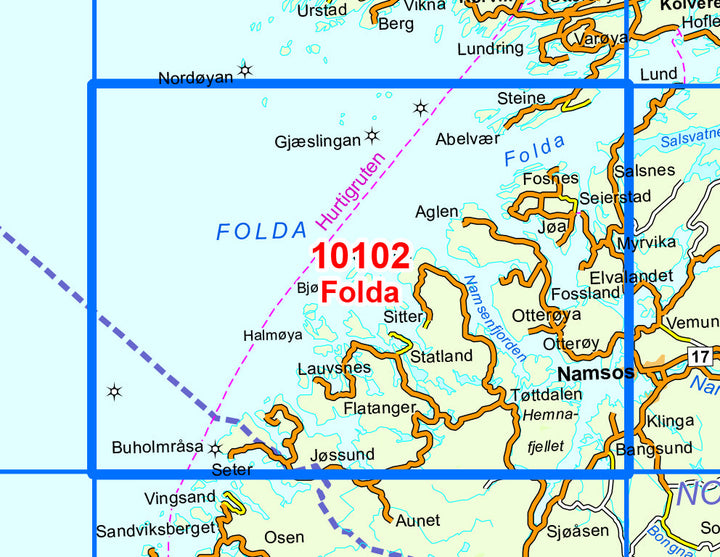 Carte de randonnée n° 10102 - Folda (Norvège) | Nordeca - Norge-serien carte pliée Nordeca 