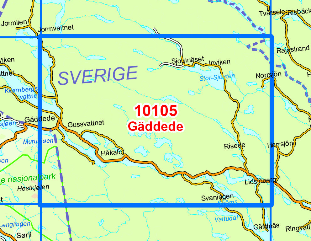 Carte de randonnée n° 10105 - Gaddede (Norvège) | Nordeca - Norge-serien carte pliée Nordeca 