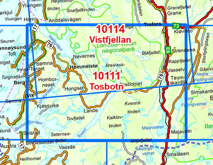 Carte de randonnée n° 10111 - Tosbotn (Norvège) | Nordeca - Norge-serien carte pliée Nordeca 