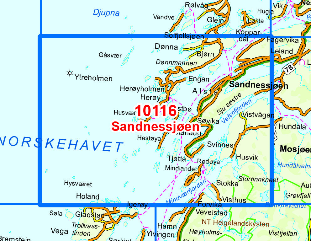 Carte de randonnée n° 10116 - Sandnessjoen (Norvège) | Nordeca - Norge-serien carte pliée Nordeca 