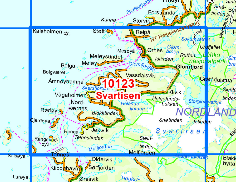 Carte de randonnée n° 10123 - Svartisen (Norvège) | Nordeca - Norge-serien carte pliée Nordeca 