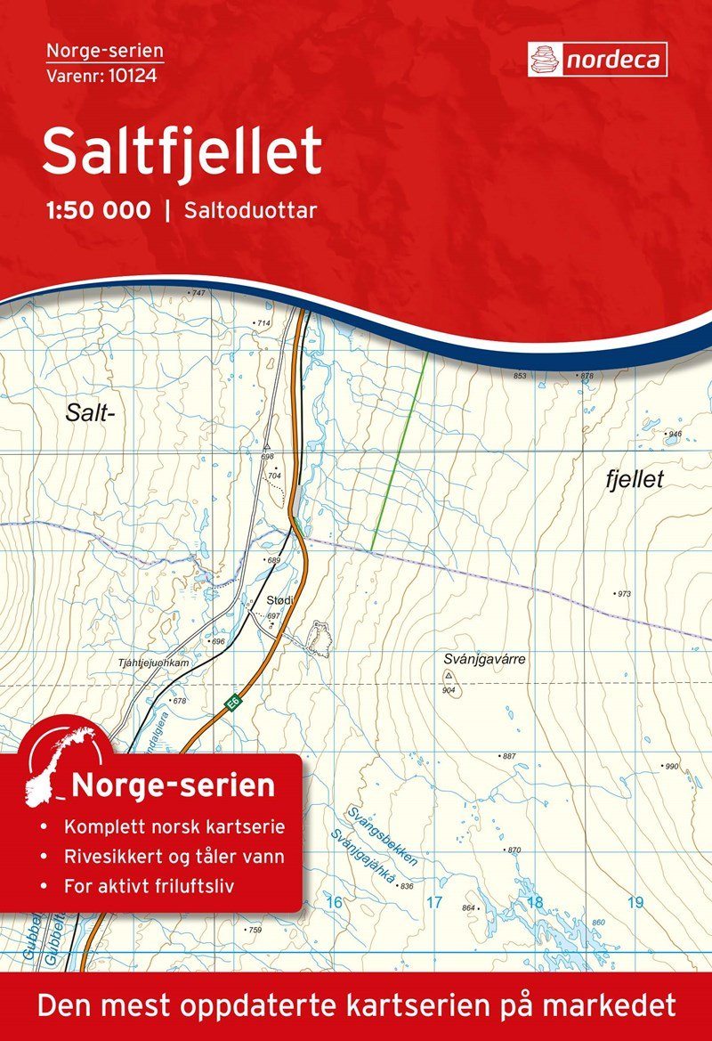 Carte de randonnée n° 10124 - Saltfjellet (Norvège) | Nordeca - Norge-serien carte pliée Nordeca 
