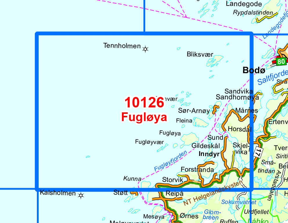 Carte de randonnée n° 10126 - Fugloya (Norvège) | Nordeca - Norge-serien carte pliée Nordeca 