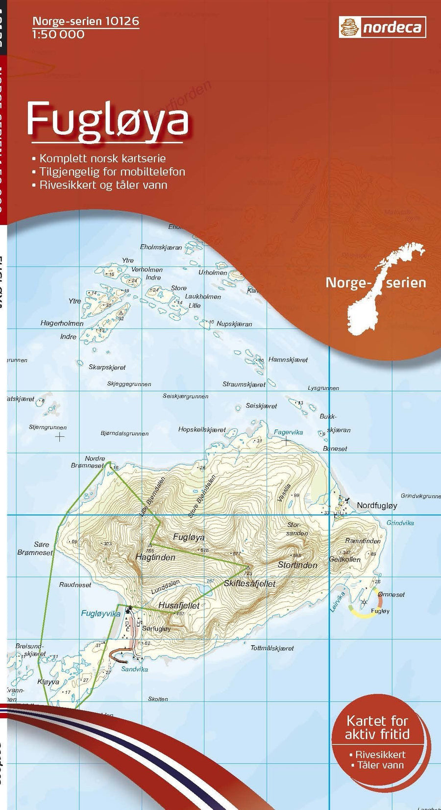 Carte de randonnée n° 10126 - Fugloya (Norvège) | Nordeca - Norge-serien carte pliée Nordeca 