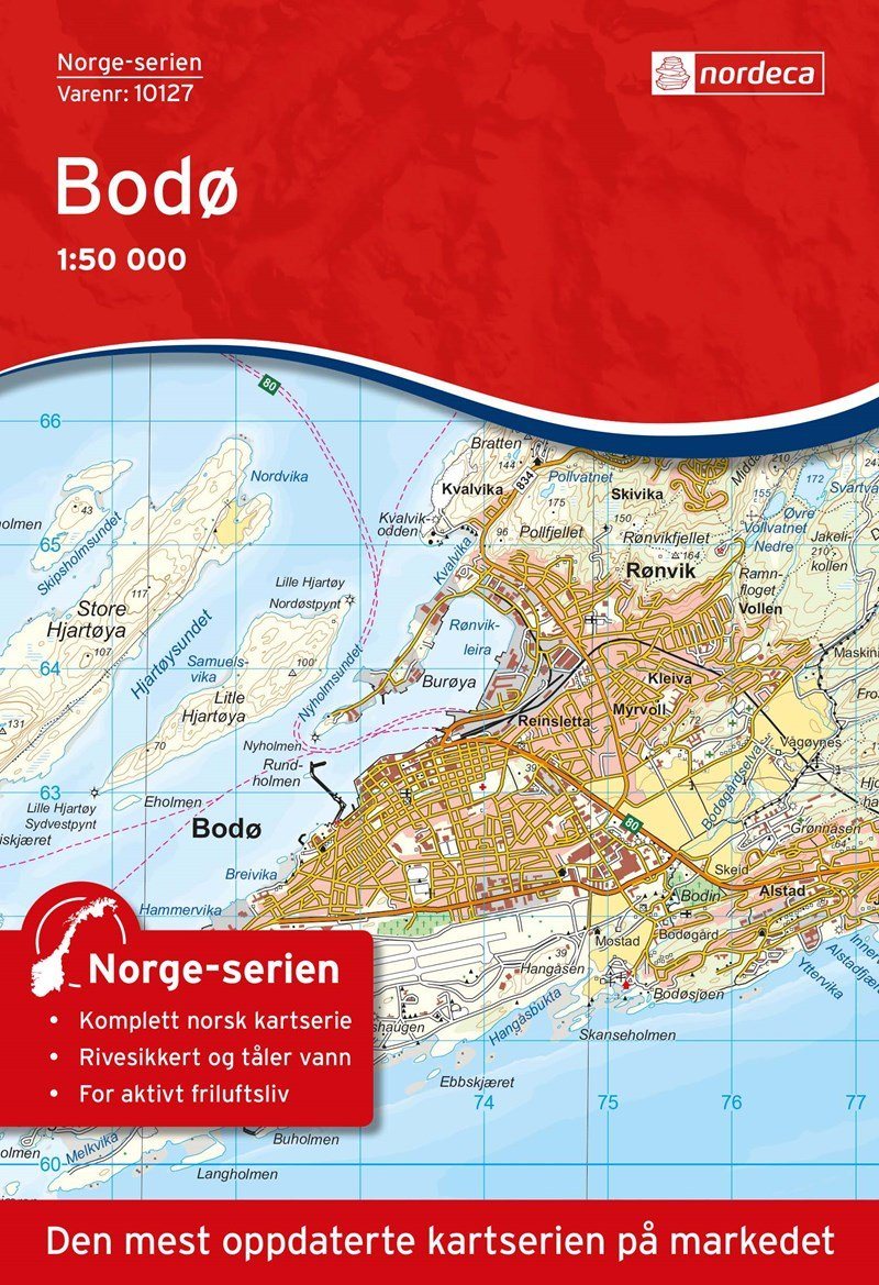 Carte de randonnée n° 10127 - Bodo (Norvège) | Nordeca - Norge-serien carte pliée Nordeca 