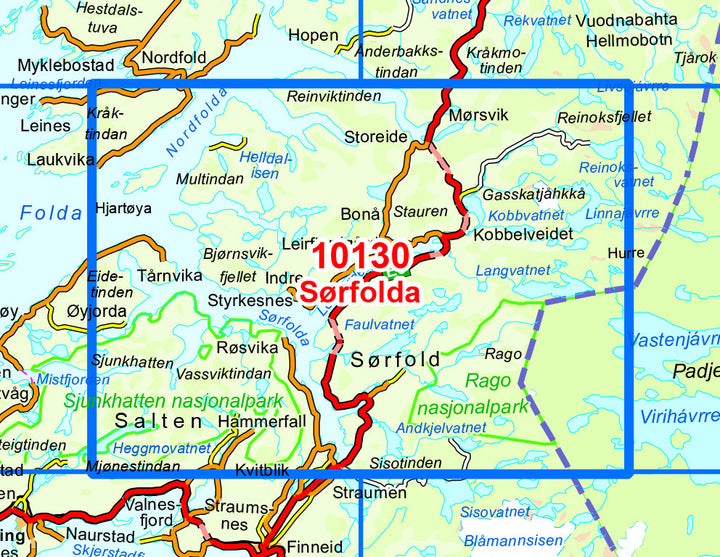 Carte de randonnée n° 10130 - Sorfolda (Norvège) | Nordeca - Norge-serien carte pliée Nordeca 