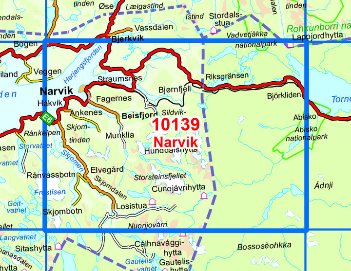 Carte de randonnée n° 10139 - Narvik (Norvège) | Nordeca - Norge-serien carte pliée Nordeca 
