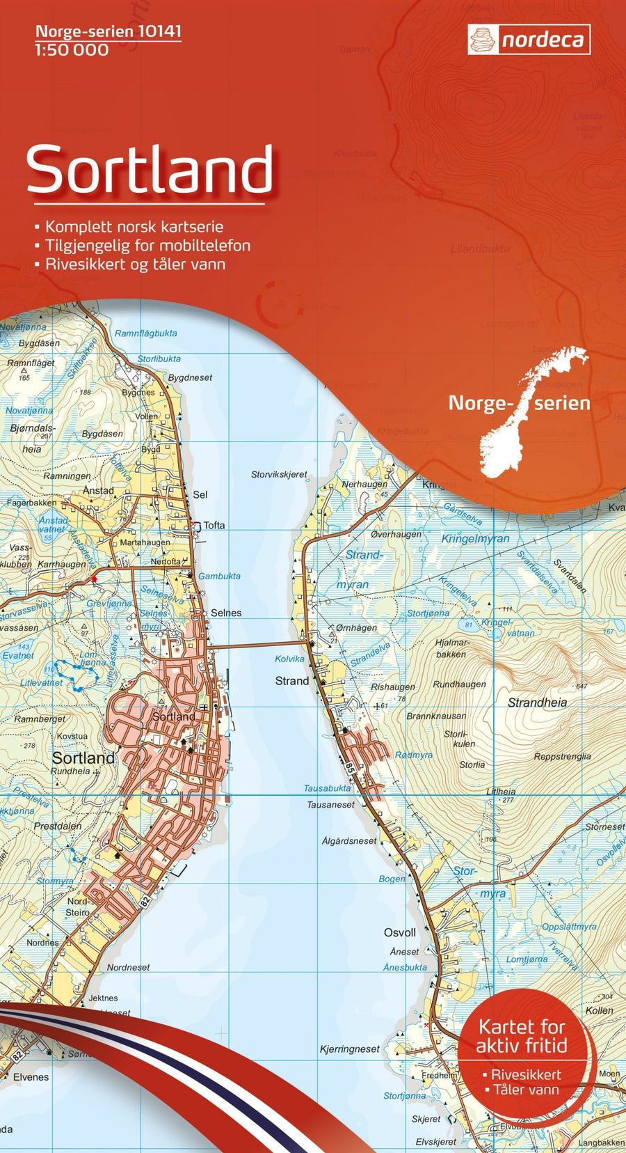 Carte de randonnée n° 10141 - Sortland (archipel des Vesterålen) (Norvège) | Nordeca - Norge-serien carte pliée Nordeca 