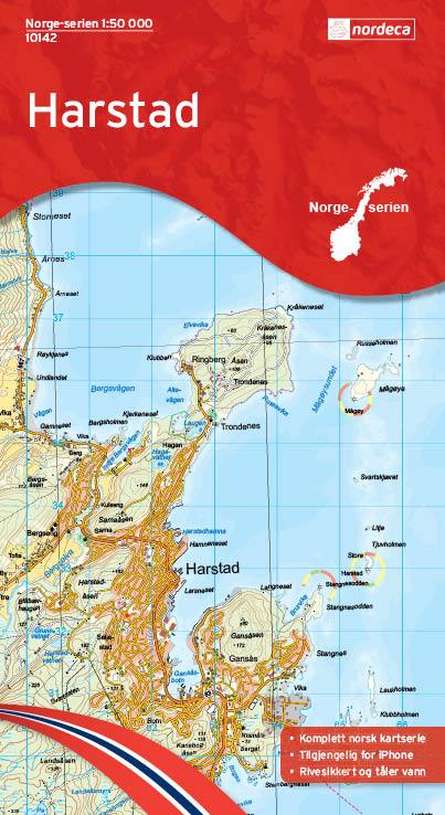 Carte de randonnée n° 10142 - Harstad (Norvège) | Nordeca - Norge-serien carte pliée Nordeca 