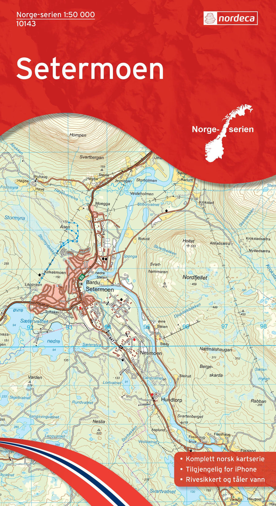 Carte de randonnée n° 10143 - Setermoen (Norvège) | Nordeca - Norge-serien carte pliée Nordeca 