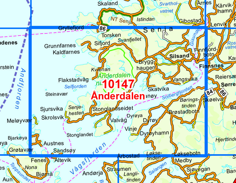 Carte de randonnée n° 10147 - Anderdalen (Norvège) | Nordeca - Norge-serien carte pliée Nordeca 
