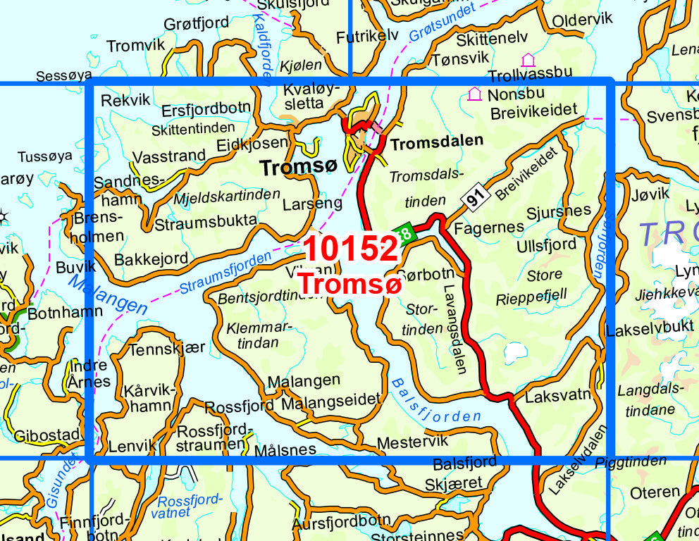 Carte de randonnée n° 10152 - Tromso (Norvège) | Nordeca - Norge-serien carte pliée Nordeca 