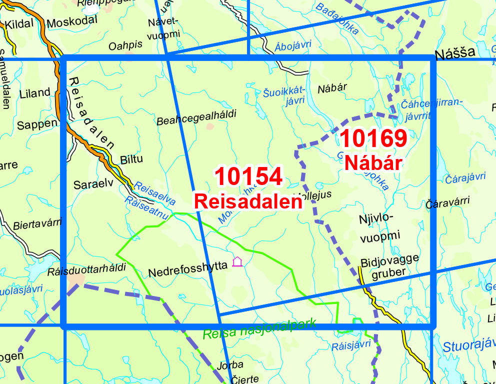 Carte de randonnée n° 10154 - Reisadalen (Norvège) | Nordeca - Norge-serien carte pliée Nordeca 