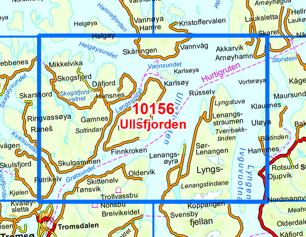 Carte de randonnée n° 10156 - Ullsfjorden (Norvège) | Nordeca - Norge-serien carte pliée Nordeca 