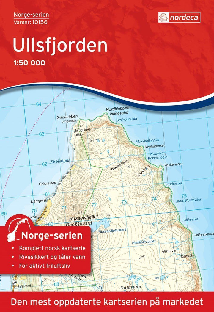 Carte de randonnée n° 10156 - Ullsfjorden (Norvège) | Nordeca - Norge-serien carte pliée Nordeca 