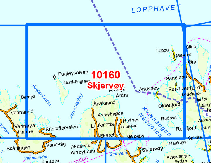 Carte de randonnée n° 10160 - Skjervoy (Norvège) | Nordeca - Norge-serien carte pliée Nordeca 