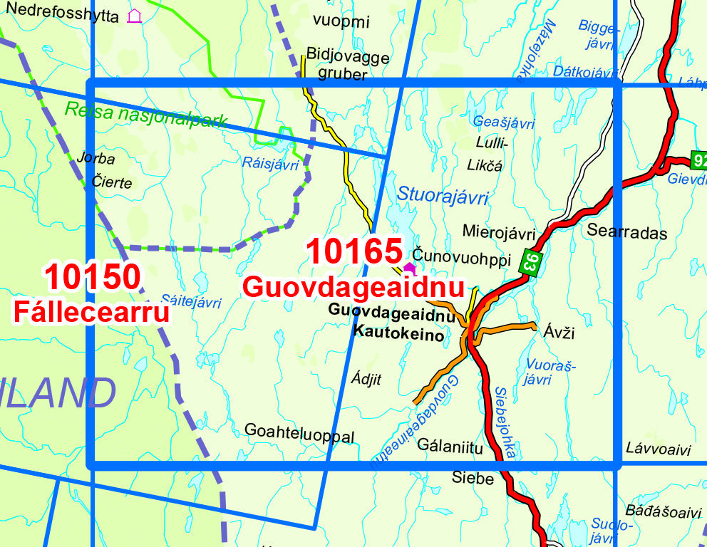Carte de randonnée n° 10165 - Guovdageaidnu (Norvège) | Nordeca - Norge-serien carte pliée Nordeca 