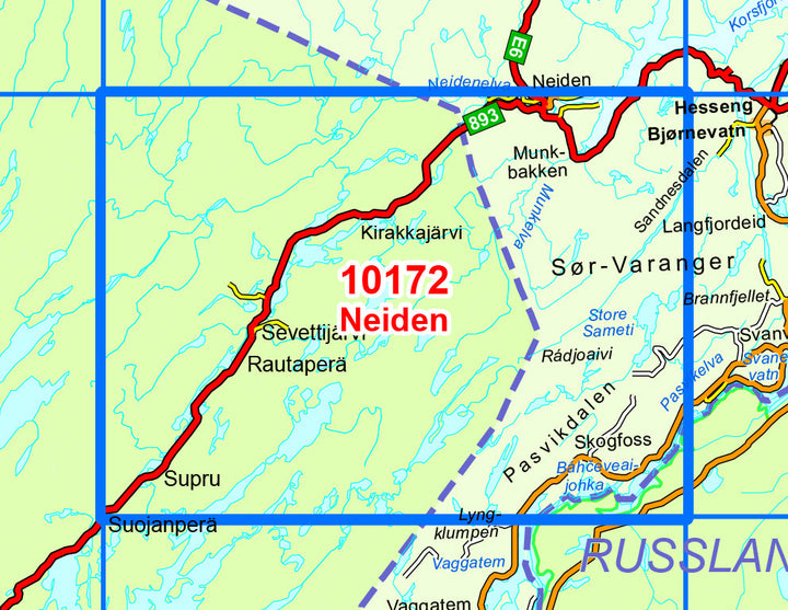 Carte de randonnée n° 10172 - Neiden (Norvège) | Nordeca - Norge-serien carte pliée Nordeca 