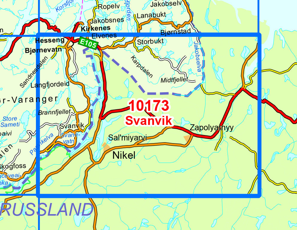 Carte de randonnée n° 10173 - Svanvik (Norvège) | Nordeca - Norge-serien carte pliée Nordeca 