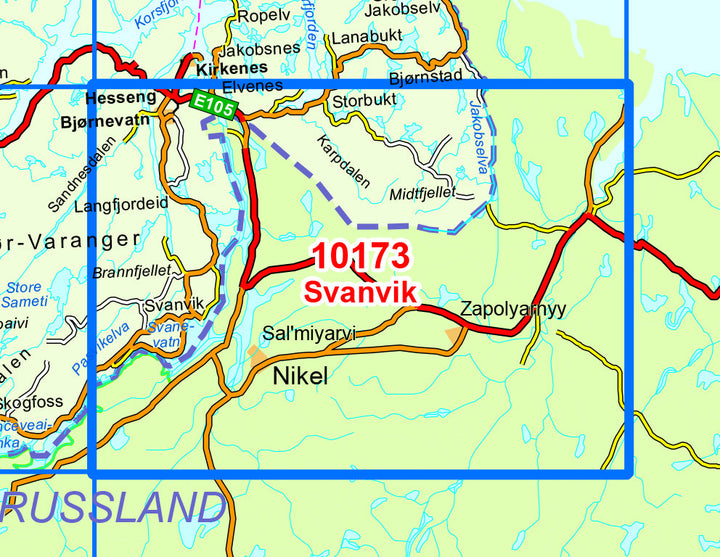 Carte de randonnée n° 10173 - Svanvik (Norvège) | Nordeca - Norge-serien carte pliée Nordeca 