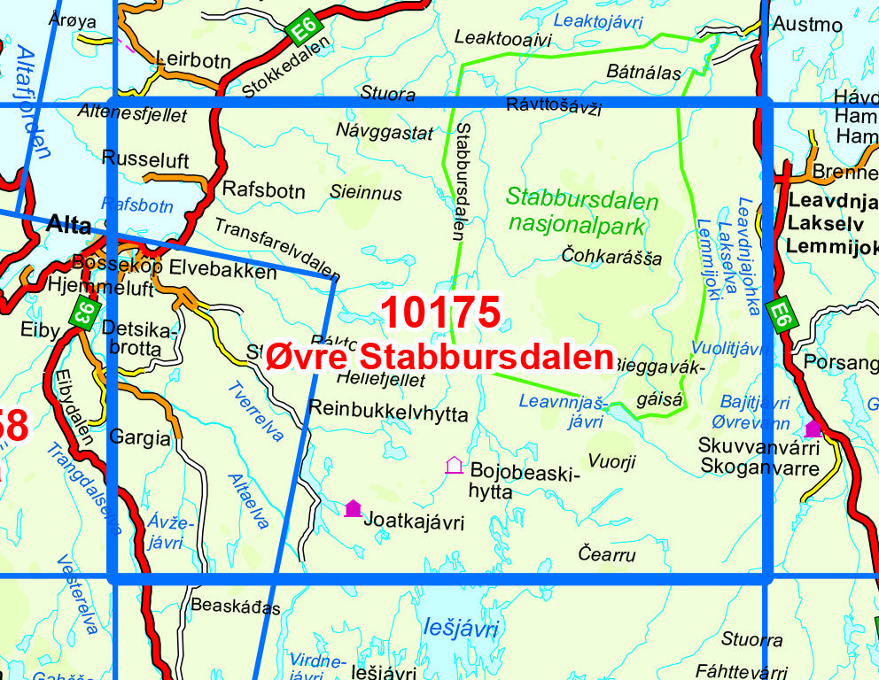 Carte de randonnée n° 10175 - Ovre Stabbursdalen (Norvège) | Nordeca - Norge-serien carte pliée Nordeca 