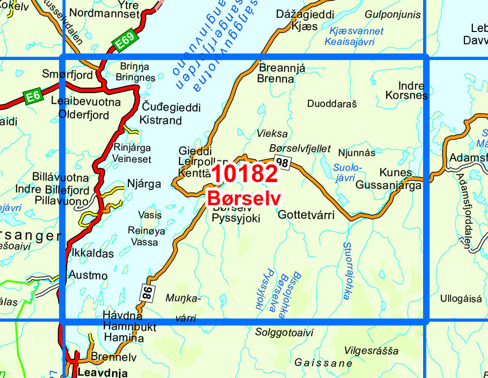 Carte de randonnée n° 10182 - Borselv (Norvège) | Nordeca - Norge-serien carte pliée Nordeca 