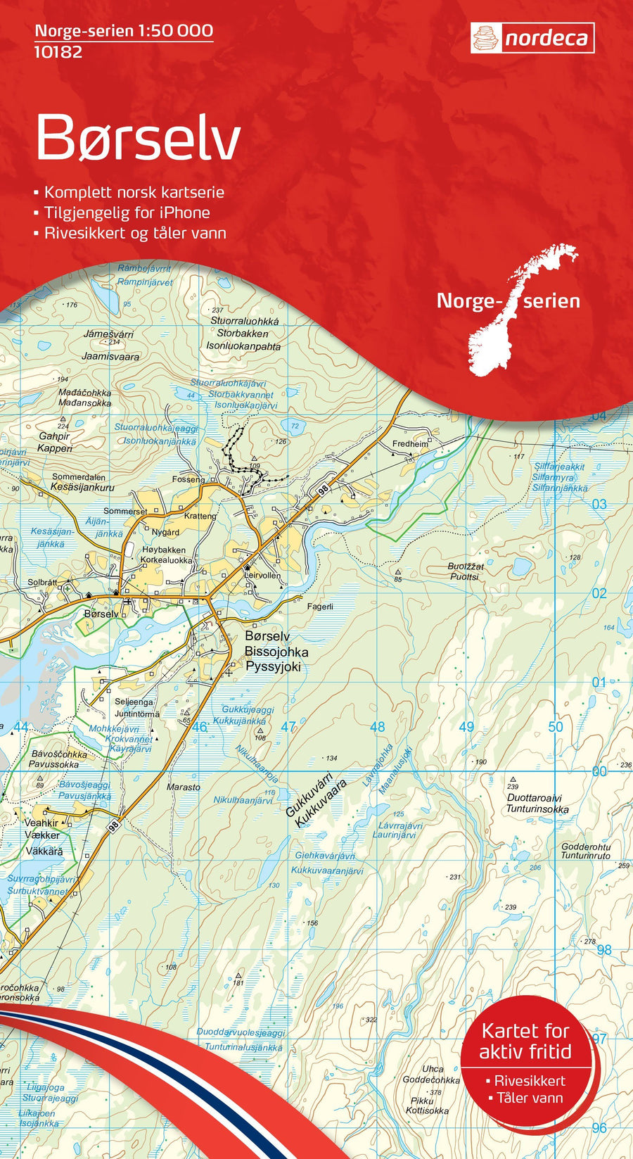 Carte de randonnée n° 10182 - Borselv (Norvège) | Nordeca - Norge-serien carte pliée Nordeca 