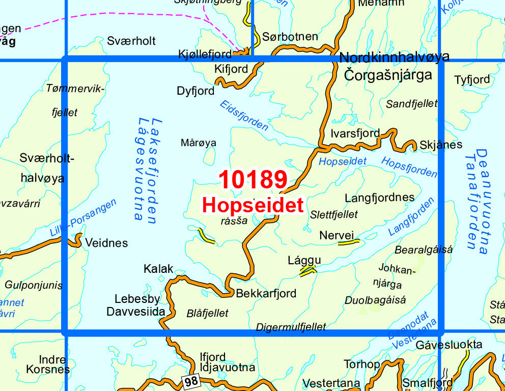 Carte de randonnée n° 10189 - Hopseidet (Norvège) | Nordeca - Norge-serien carte pliée Nordeca 