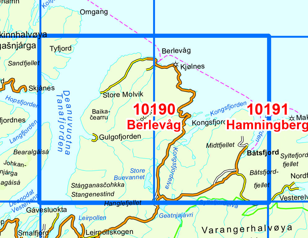 Carte de randonnée n° 10190 - Berlevag (Norvège) | Nordeca - Norge-serien carte pliée Nordeca 