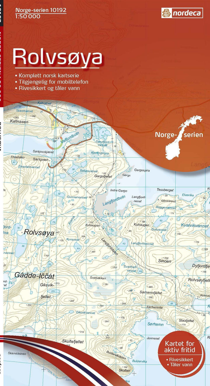 Carte de randonnée n° 10192 - Rolvsoya (Norvège) | Nordeca - Norge-serien carte pliée Nordeca 