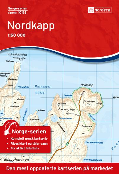 Carte de randonnée n° 10193 - Nordkapp (Norvège) | Nordeca - Norge-serien carte pliée Nordeca 