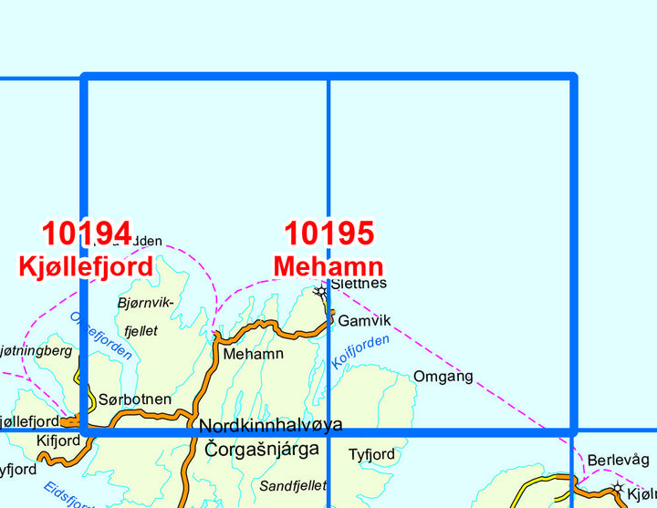 Carte de randonnée n° 10195 - Mehamn (Norvège) | Nordeca - Norge-serien carte pliée Nordeca 