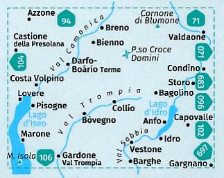 Carte de randonnée n° 103 - Le Tre Valli Bresciane (Italie) | Kompass carte pliée Kompass 