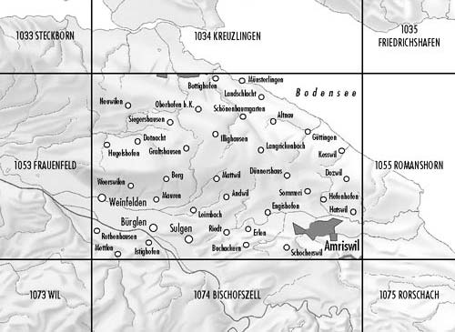 Carte de randonnée n° 1054 - Weinfelden (Suisse) | Swisstopo - 1/25 000 carte pliée Swisstopo 