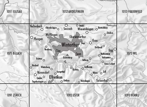 Carte de randonnée n° 1072 - Winterthur (Suisse) | Swisstopo - 1/25 000 carte pliée Swisstopo 