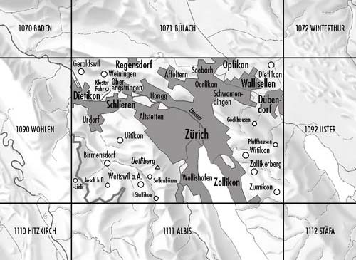 Carte de randonnée n° 1091 - Zürich (Suisse) | Swisstopo - 1/25 000 carte pliée Swisstopo 