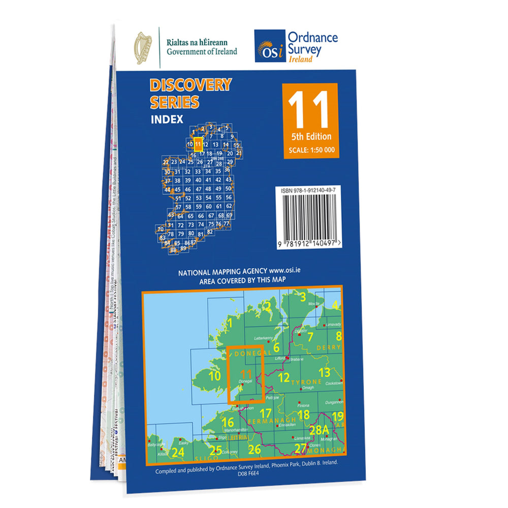 Carte de randonnée n° 11 - Donegal (S) (Irlande) | Ordnance Survey - série Discovery carte pliée Ordnance Survey Ireland 