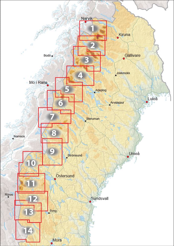 Carte de randonnée n° 11 - Jämtlandsfjällen (Suède) | Norstedts - Outdoor carte pliée Norstedts 