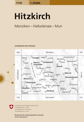 Carte de randonnée n° 1110 - Hitzkirch (Suisse) | Swisstopo - 1/25 000 carte pliée Swisstopo 