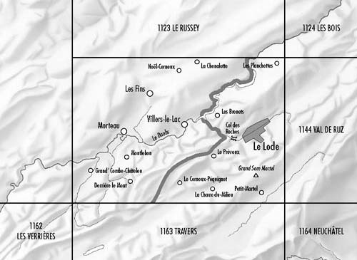 Carte de randonnée n° 1143 - Le Locle (Suisse) | Swisstopo - 1/25 000 carte pliée Swisstopo 