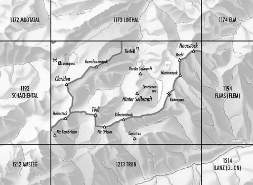 Carte de randonnée n° 1193 - Tödi (Suisse) | Swisstopo - 1/25 000 carte pliée Swisstopo 