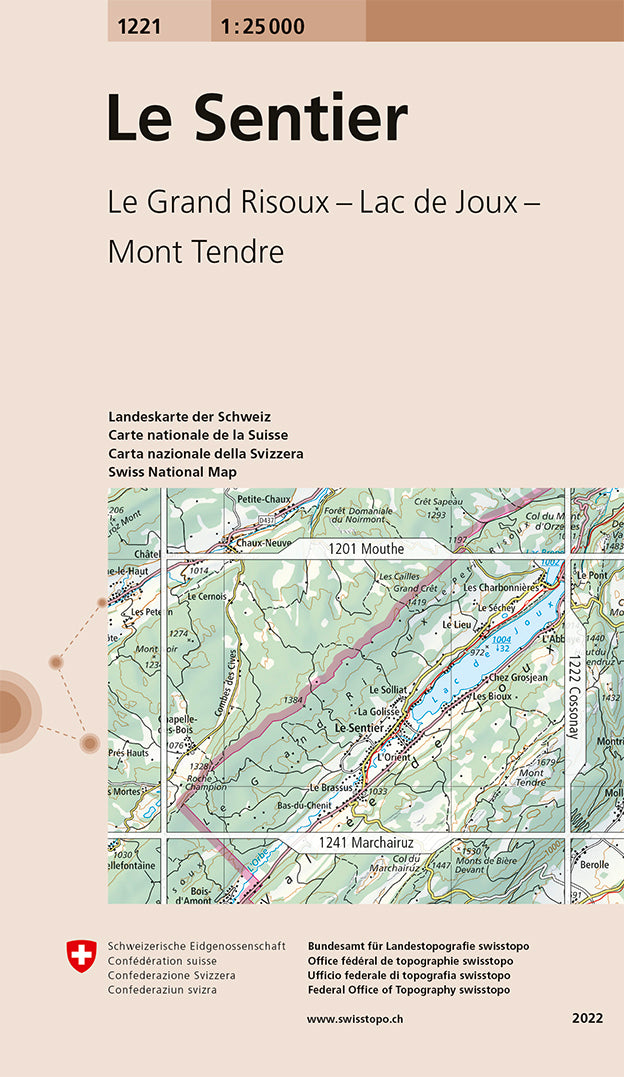 Carte de randonnée n° 1221 - Le Sentier (Suisse) | Swisstopo - 1/25 000 carte pliée Swisstopo 