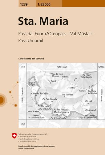 Carte de randonnée n° 1239 - St-Maria (Suisse) | Swisstopo - 1/25 000 carte pliée Swisstopo 