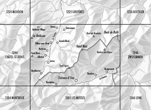 Carte de randonnée n° 1245 - Chateau-d'Oex (Suisse) | Swisstopo - 1/25 000 carte pliée Swisstopo 