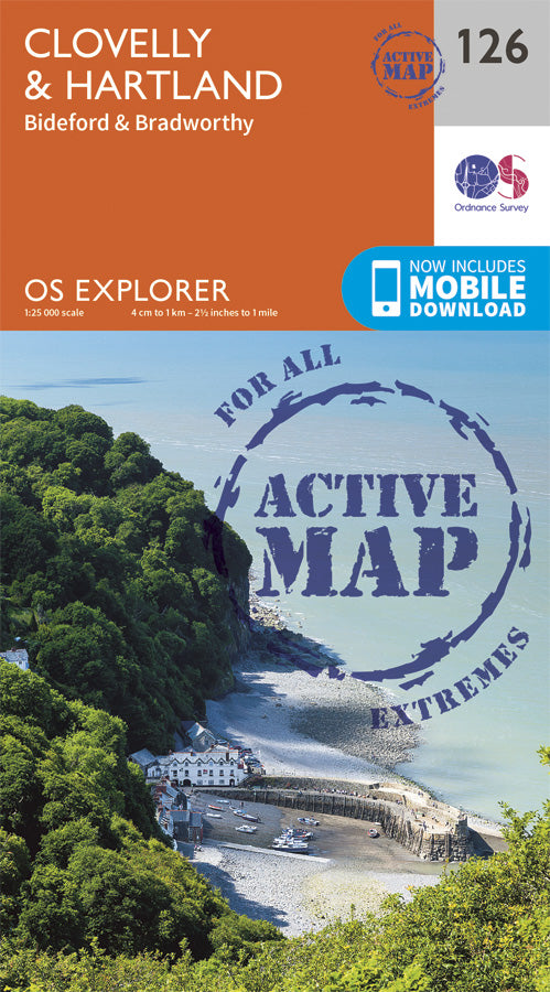 Carte de randonnée n° 126 - Clovelly, Hartland (Grande Bretagne) | Ordnance Survey - Explorer carte pliée Ordnance Survey Plastifiée 