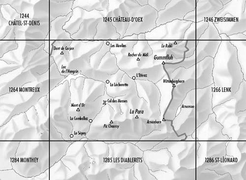 Carte de randonnée n° 1265 - Les Mosses (Suisse) | Swisstopo - 1/25 000 carte pliée Swisstopo 