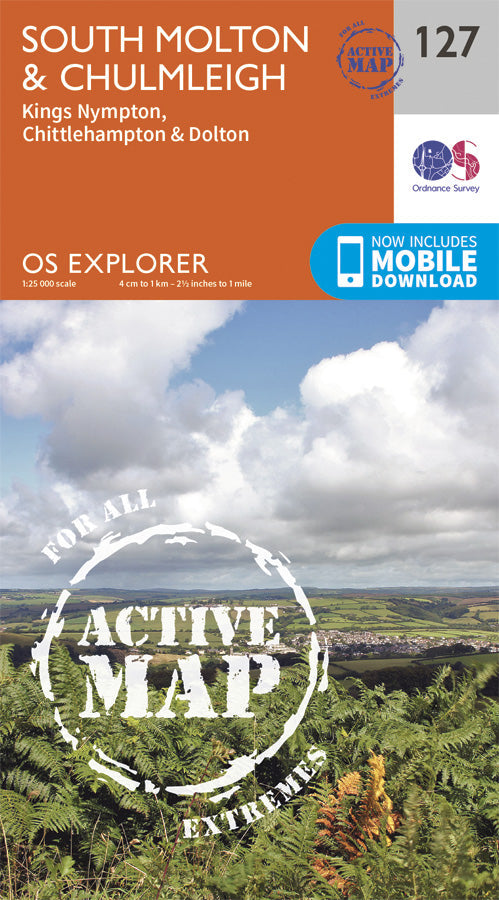 Carte de randonnée n° 127 - South Molton, Chulmleigh (Grande Bretagne) | Ordnance Survey - Explorer carte pliée Ordnance Survey Plastifiée 